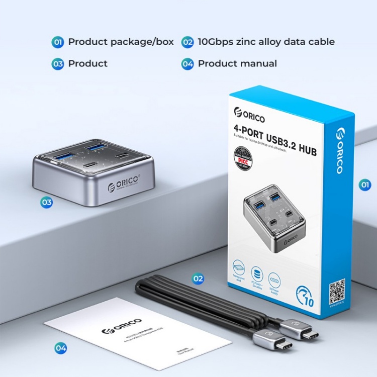 USB هاب 4 پورت Type-C اوریکو مدل XHJ2U2C-G2