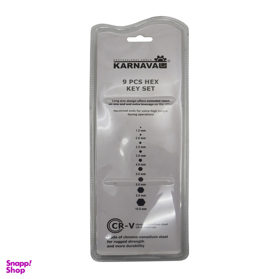 آچار آلن کارناوال مدل شش گوش YP-1.5/10MM مجموعه 9 عددی