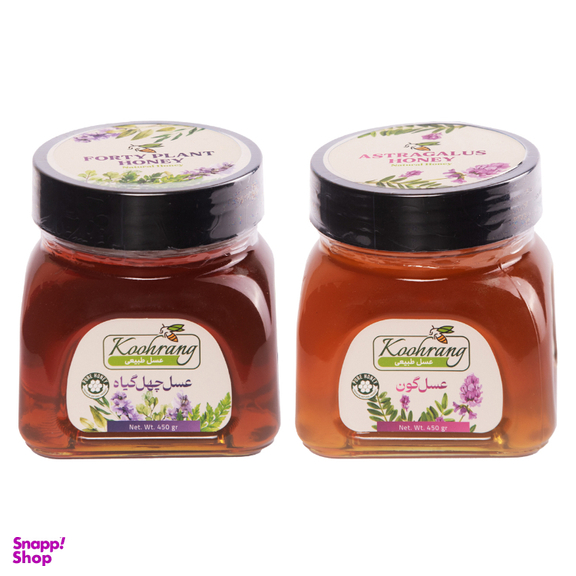 عسل طبیعی چهل گیاه و گون رویال کندو کوهرنگ وزن 450 گرم بسته 2 عددی