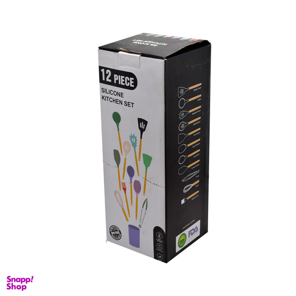 سرویس کفگیر و ملاقه 12 پارچه کیچن ست مدل سیلیکونی کد 01