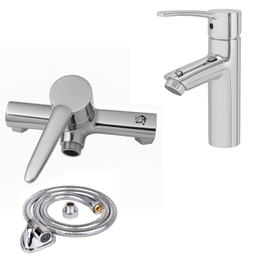 شیر توالت و شیر روشویی اندیکا مدل آبتین به همراه شلنگ مجموعه 3 عددی