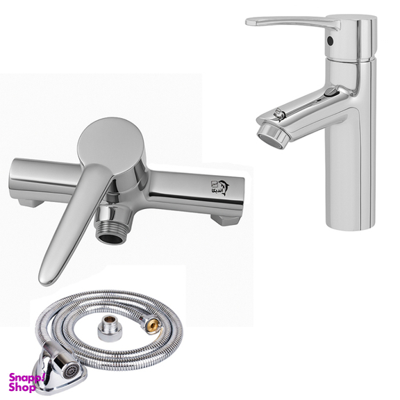 شیر توالت و شیر روشویی اندیکا مدل آبتین به همراه شلنگ مجموعه 3 عددی