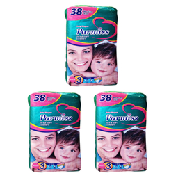 پوشک بچه پرمیس مدل 00 سایز 3 سه بسته 38 عددی