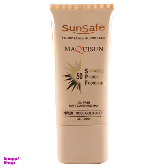 کرم ضدآفتاب سان سیف مدل کرم پودری و پایه آرایش پرایمری با SPF50 رنگ بژ رز گلد شماره NW20 حجم 40 میلی‌لیتر