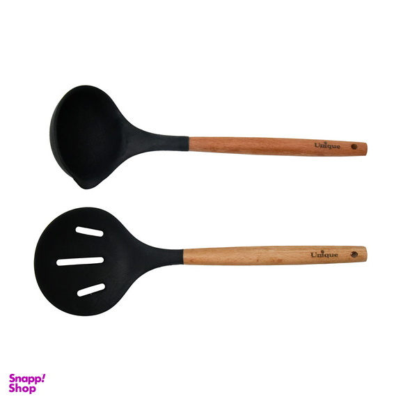 سرویس کفگیر و ملاقه 10 پارچه یونیک مدل دسته چوب t کد 1175