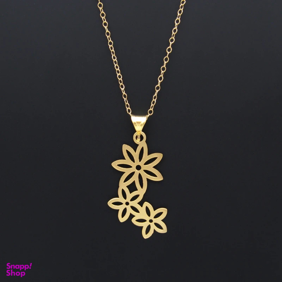 گردنبند طلا 18 عیار زنانه کاپانی مدل گل کد KN022