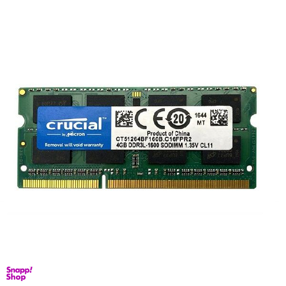 رم لپ تاپ DDR3L تک کاناله 1600 مگاهرتز (1×4GB) CL11 کروشیال ظرفیت 4 گیگابایت