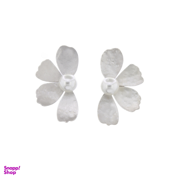 گوشواره زنانه مدل نیم گل همراه مروارید کد 332