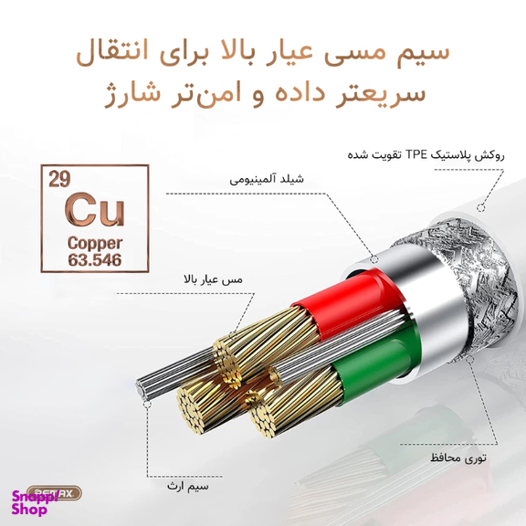کابل تبدیل USB به Type-C ریمکس کد RC-C138 طول 1.2 متر