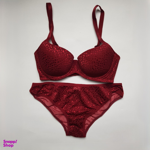 ست شورت و سوتین زنانه برتا مدل اسفنجی کد 6020KC رنگ زرشکی