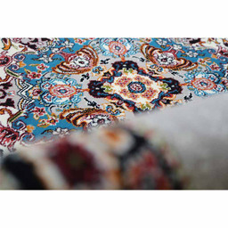 فرش ماشینی مدل بیضی طرح هالیدی زمینه فیلی