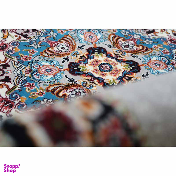 فرش ماشینی مدل بیضی طرح هالیدی زمینه فیلی