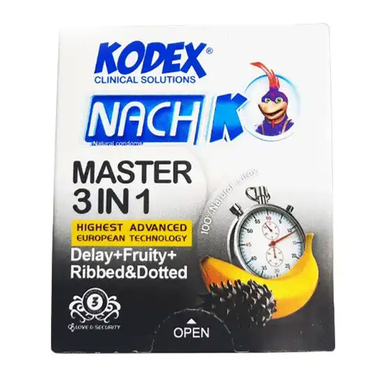 کاندوم تاخیری و خاردار ناچ کدکس مدل Master 3 In 1 بسته 3 عددی