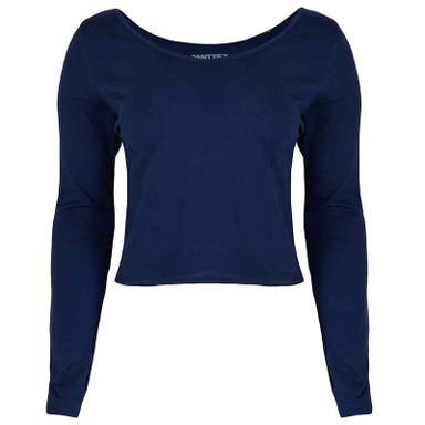 کراپ تیشرت آستین بلند زنانه کانتکس مدل 249014514 رنگ سورمه ای