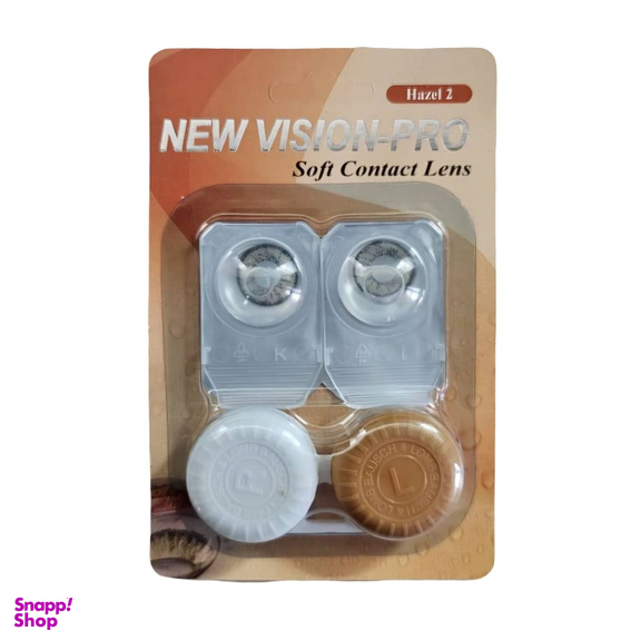 لنز چشم پرو نیو ویژن رنگ عسلی دور مشکی شماره 16 به همراه جای لنز