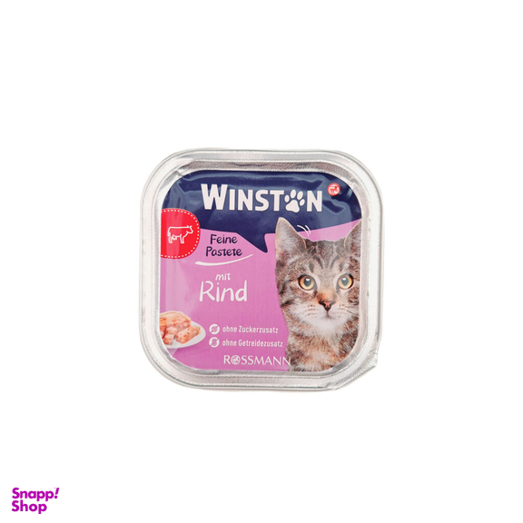 کنسرو غذای گربه وینستون مدل پته گوشت گاو وزن 100 گرم