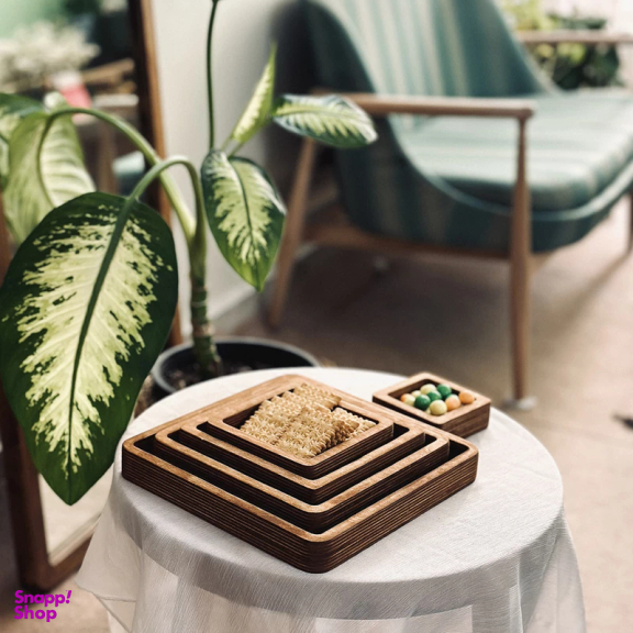 سرویس پذیرایی 5 پارچه چوبی طرح مربع کد 9396