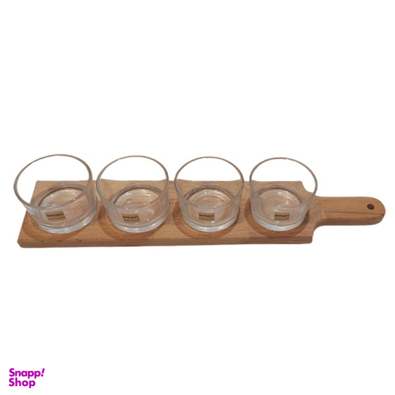 اردوخوری لیمون مدل گرد پایه چوبی کد RM2223 مجموعه 4 عددی