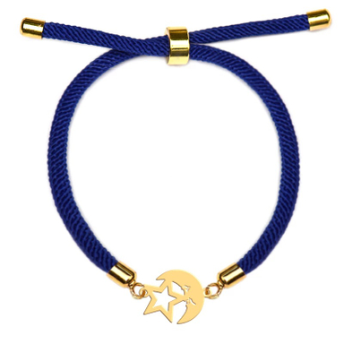 دستبند طلا 18 عیار دخترانه مدل ماه و ستاره