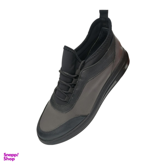 کفش طبی مردانه چرم ریباری مدل R26 رنگ طوسی مشکی