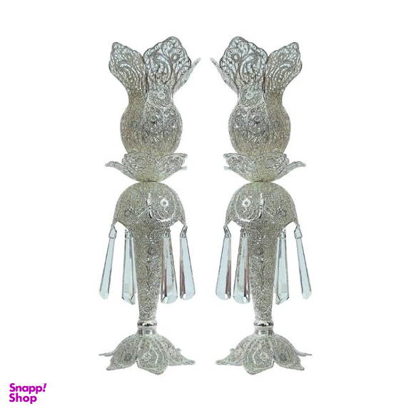 شمعدان ملیله کاری مدل لاله کد M-L02 مجموعه 2 عددی