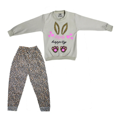 ست بلوز و شلوار راحتی دخترانه چیندکا مدل گربه کد 1006