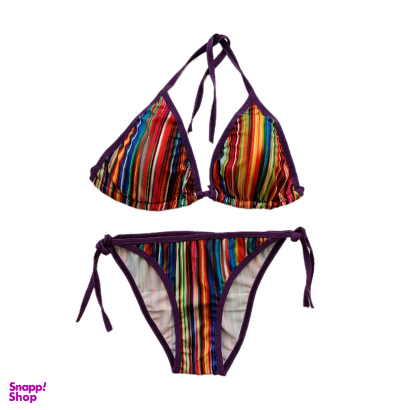 مایو دو تکه زنانه طرح فانتزی راه راه کد 299