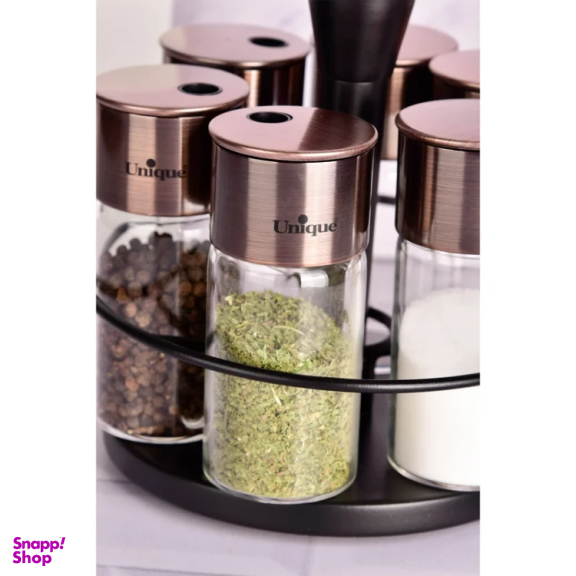 ست جای ادویه 6 پارچه یونیک کد 11043 به همراه استند