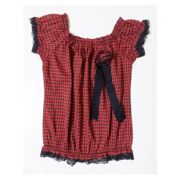 بلوز زنانه مدل رز طرح چهارخانه رنگ قرمز