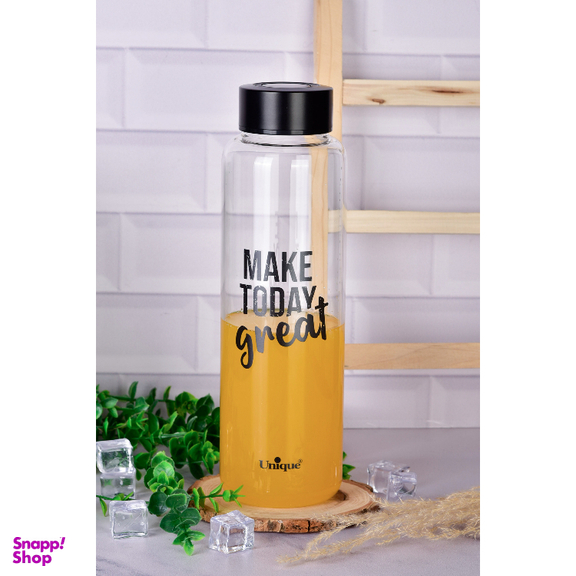 بطری شیشه ای یونیک طرح make today کد 3062
