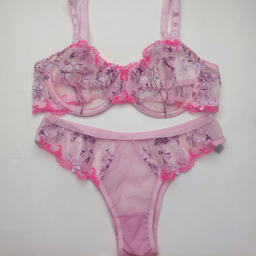 ست شورت و سوتین زنانه نوشه پوش مدل فنردار توری کد 88827 رنگ یاسی