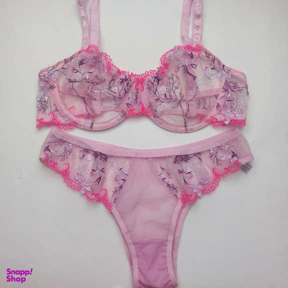 ست شورت و سوتین زنانه نوشه پوش مدل فنردار توری کد 88827 رنگ یاسی