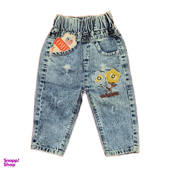 شلوار جین دخترانه امید مدل مام استایل