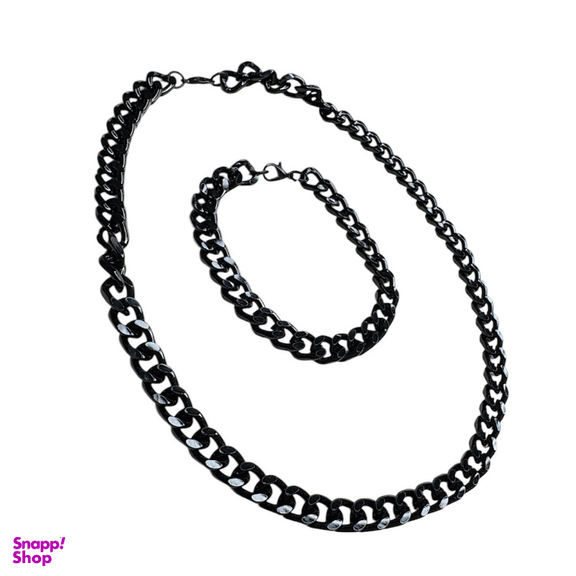 ست گردنبند و دستبند مردانه مدل زنجیر کارتیر کد ca01 رنگ مشکی