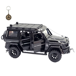 ماکت ماشین ناب سل مدل بنز باراباس فلزی وینچ دار با کاروان موزیکال چراغدار MERCEDES BENZ BARABUS به همراه جاسوییچی