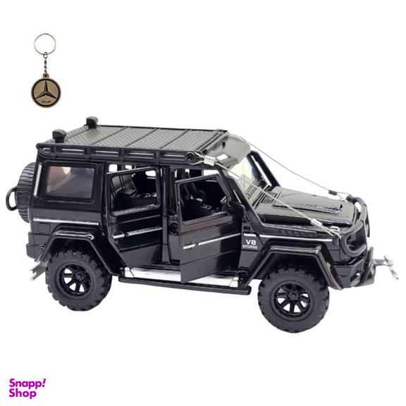 ماکت ماشین ناب سل مدل بنز باراباس فلزی وینچ دار با کاروان موزیکال چراغدار MERCEDES BENZ BARABUS به همراه جاسوییچی