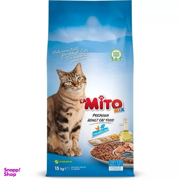 غذای خشک گربه بالغ میتو (mito) با طعم مرغ و ماهی کد 055 وزن 15 کیلوگرم