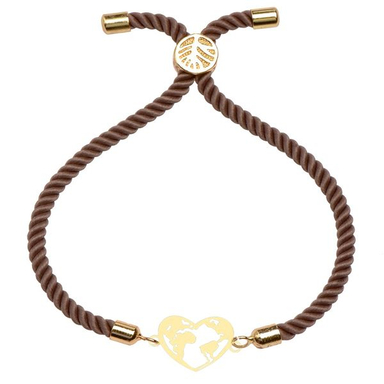 دستبند طلا 18 عیار زنانه کرابو طرح کره زمین و قلب مدل kr100142