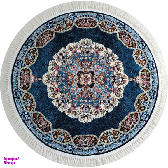 فرش ماشینی مدل دایره طرح هالیدی زمینه سرمه ای