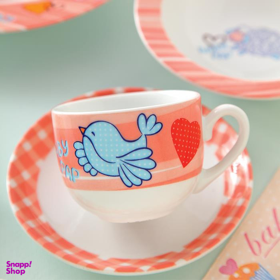 سرویس غذا خوری 5 پارچه کودک چینی زرین ایران مدل ایتالیا اف بیبی پپ درجه عالی