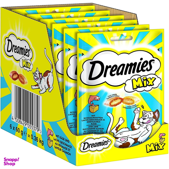 تشویقی گربه دریمیز مدل Snack With Fish & Cheese وزن 60 گرم