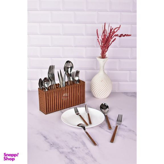سرویس قاشق و چنگال 31 پارچه سی اند اس طرح چوبی