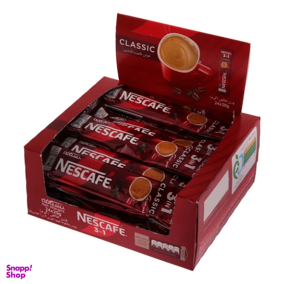 پودر مخلوط قهوه فوری 3×1 کلاسیک نسکافه وزن 20 گرم بسته 24 عددی