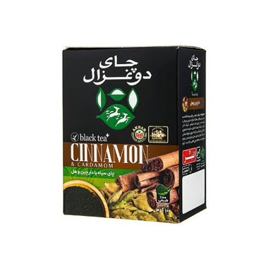 چای سیاه با هل و دارچین دو غزال وزن 400 گرم