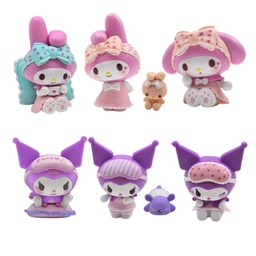 فیگور ناب سل مدل کرومی و ملودی کیوت Melody & Kuromi 2IN1 ارتفاع 7 سانتی متر مجموعه 8 عددی