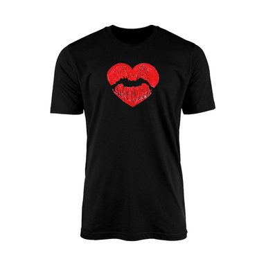 تیشرت آستین کوتاه زنانه مدل TZ4 طرح قلب قرمز رنگ مشکی