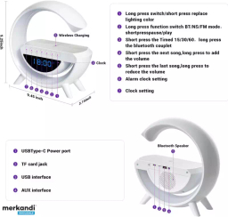 اسپیکر بلوتوث و ساعت زنگدار گوگل RGB دار و وایرلس شارژ G مدل 3401