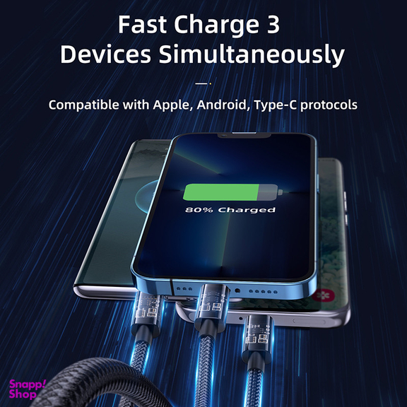 کابل تبدیل USB به لایتنینگ/USB-C/microUSB جوی روم مدل S-1T3015A5 طول 1/2 متر