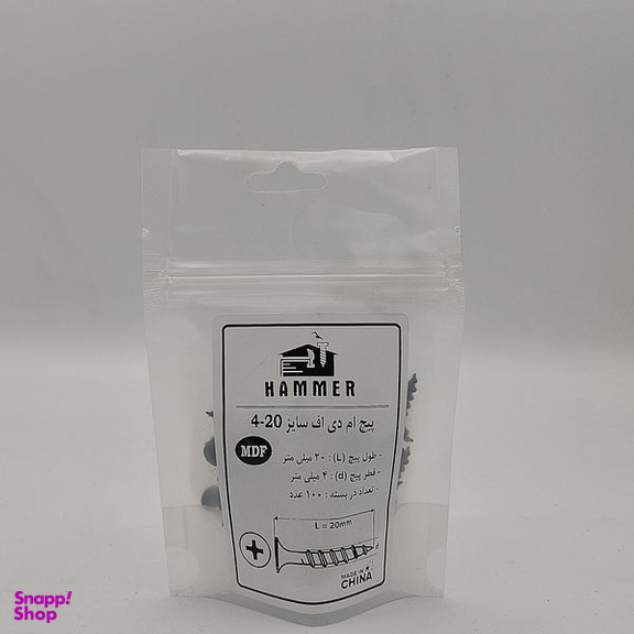 پیچ ام دی اف هامر مدل 4X20mm بسته 100 عددی