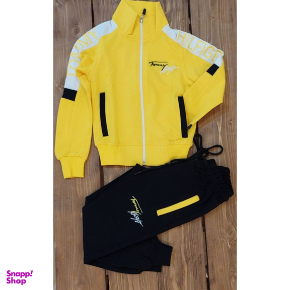 ست سویشرت و شلوار مدل تامی رنگ مشکی زرد